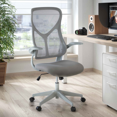 silla de oficina gris raptor malla brazos abatibles 2
