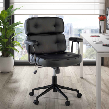 silla de oficina negro royale piel sintetica brazos fijos 2