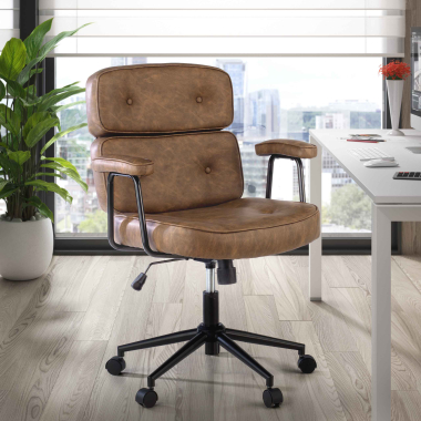 silla de oficina marron royale piel sintetica brazos fijos 2