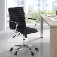 Silla oficina diseño Vogue, estructura cromada, respaldo bajo