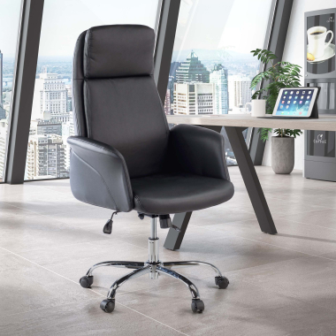 sillon de oficina negro king piel sintetica brazos tapizados 2