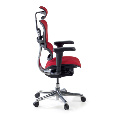 silla ergonomica rojo estructura negra todo tapizado tela brazos moviles reposacabezas 7