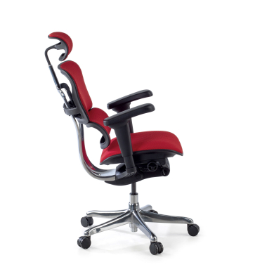 silla ergonomica rojo estructura negra todo tapizado tela brazos moviles reposacabezas 5