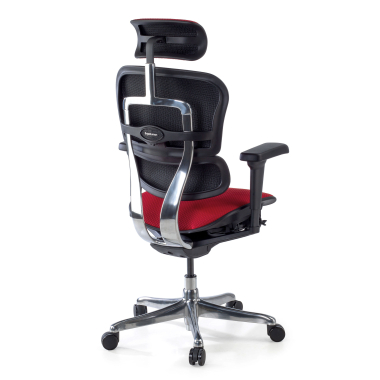 silla ergonomica rojo estructura negra todo tapizado tela brazos moviles reposacabezas 8