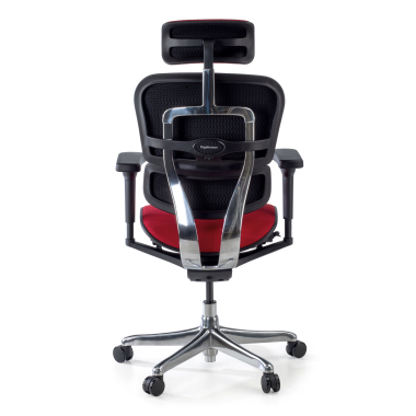 silla ergonomica rojo estructura negra todo tapizado tela brazos moviles reposacabezas 9