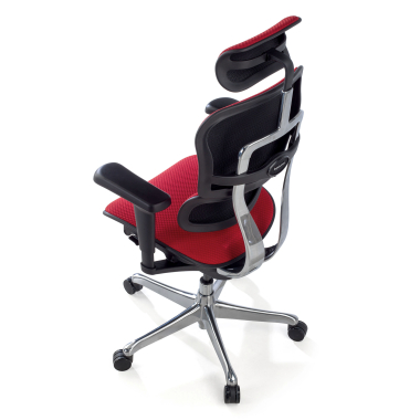 silla ergonomica rojo estructura negra todo tapizado tela brazos moviles reposacabezas 10
