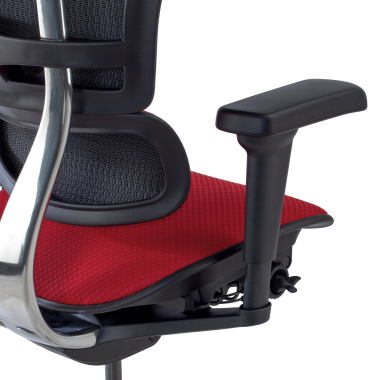 silla ergonomica rojo estructura negra todo tapizado tela brazos moviles reposacabezas 6