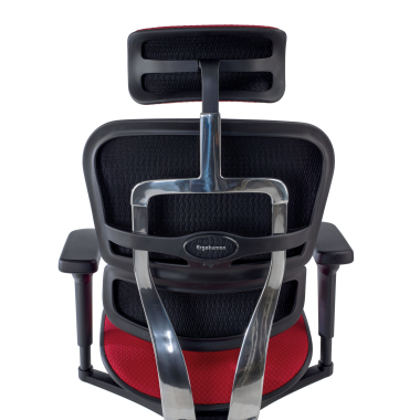 silla ergonomica rojo estructura negra todo tapizado tela brazos moviles reposacabezas 4