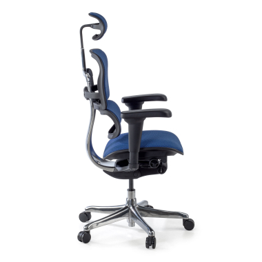 silla ergonomica azul estructura negra todo tapizado tela brazos moviles reposacabezas 7