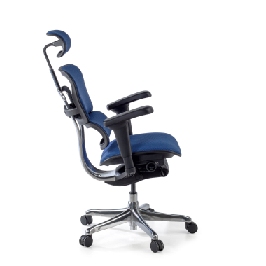silla ergonomica azul estructura negra todo tapizado tela brazos moviles reposacabezas 5