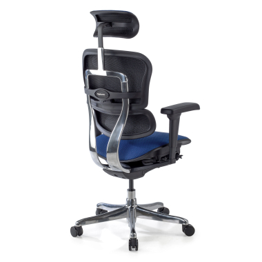 silla ergonomica azul estructura negra todo tapizado tela brazos moviles reposacabezas 8
