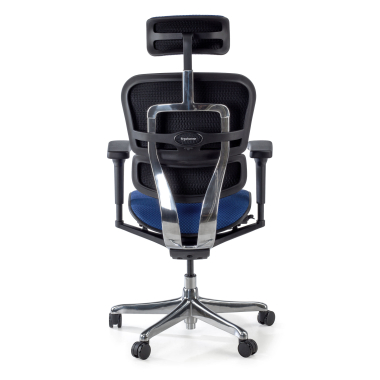 silla ergonomica azul estructura negra todo tapizado tela brazos moviles reposacabezas 9