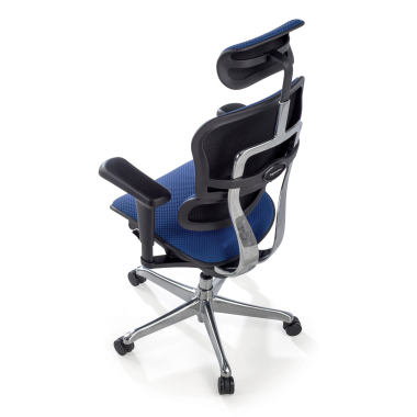 silla ergonomica azul estructura negra todo tapizado tela brazos moviles reposacabezas 10