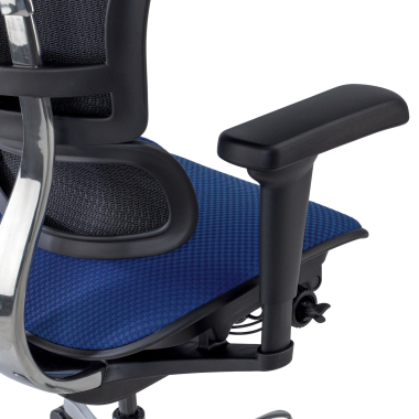 silla ergonomica azul estructura negra todo tapizado tela brazos moviles reposacabezas 6