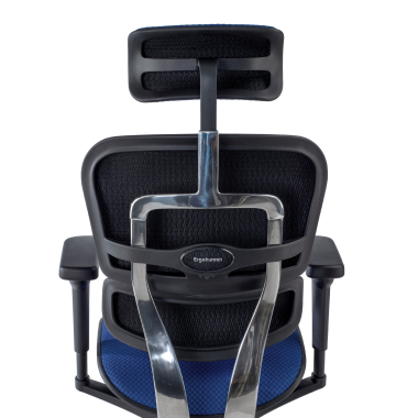 silla ergonomica azul estructura negra todo tapizado tela brazos moviles reposacabezas 4