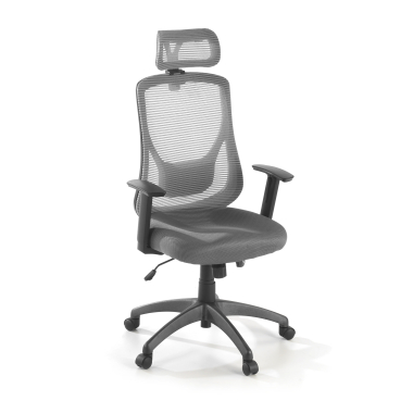 silla de oficina gris lake malla brazos regulables 1d soporte lumbar reposacabezas 1