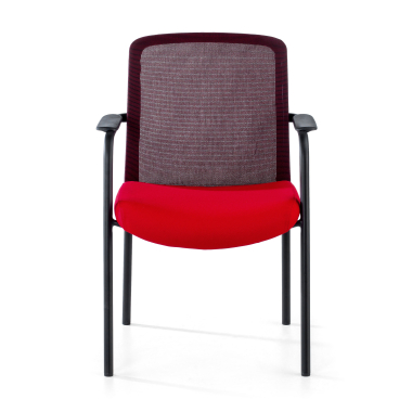 silla de visita rojo siena malla brazos fijos 3