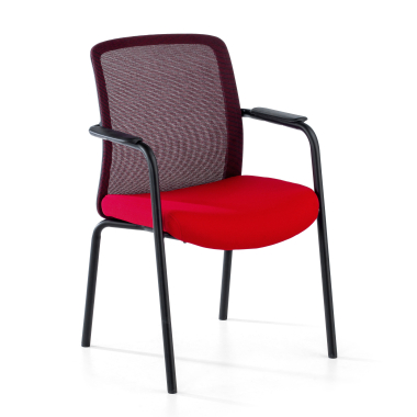 silla de visita rojo siena malla brazos fijos 1