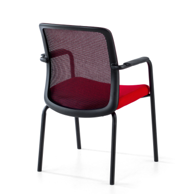 silla de visita rojo siena malla brazos fijos 5