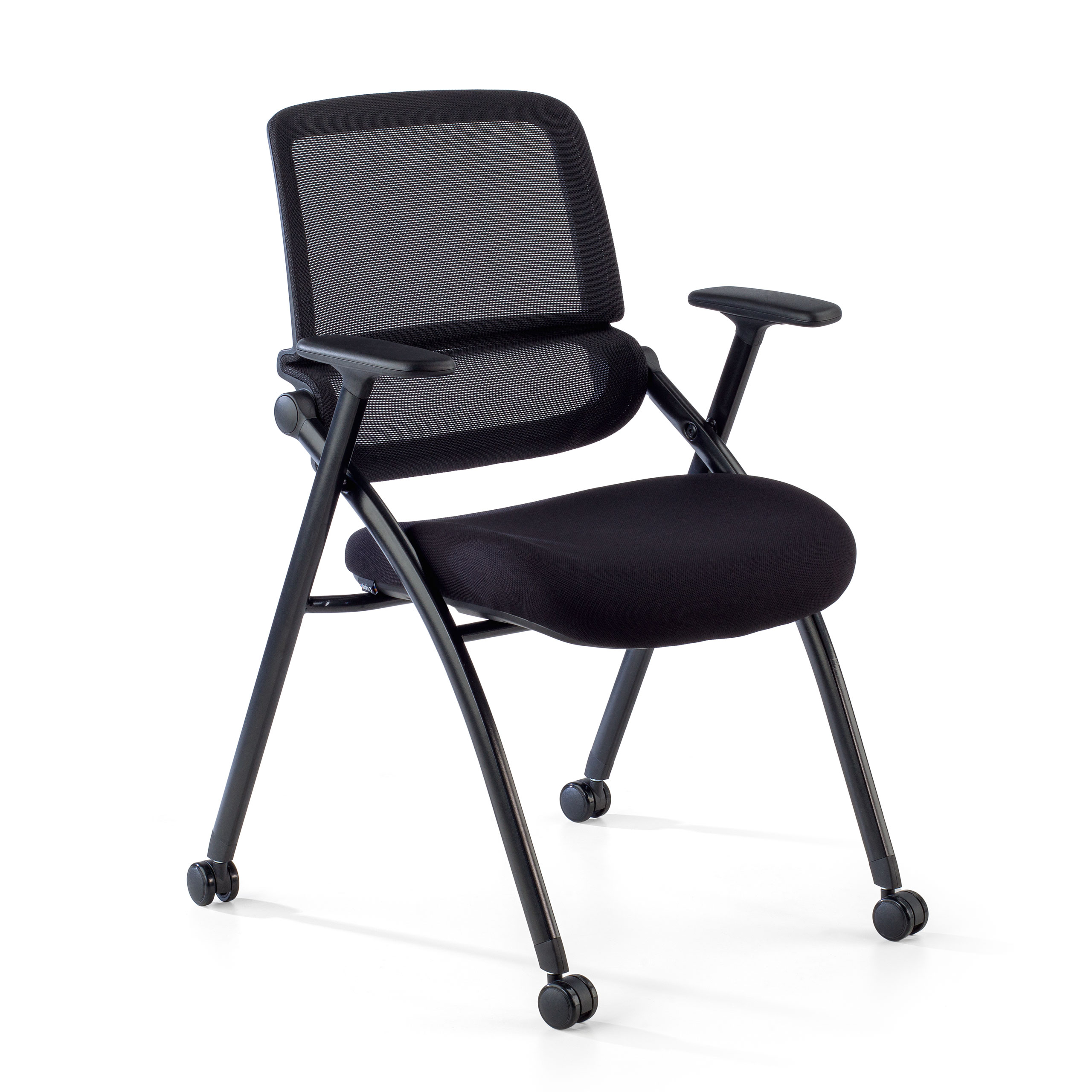 Silla plegable para formación Smart, respaldo de red, apilable con ruedas