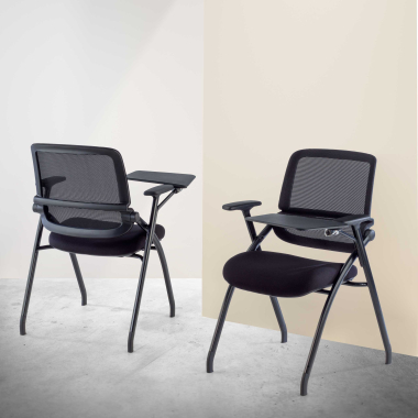 silla con pala negro con pala de escritura malla brazos moviles 10