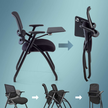 silla con pala negro con pala de escritura malla brazos moviles 5