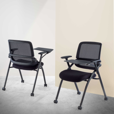 silla con pala negro con pala de escritura ruedas malla brazos moviles 8