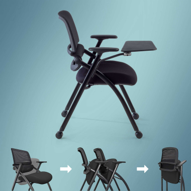 silla con pala negro con pala de escritura ruedas malla brazos moviles 5