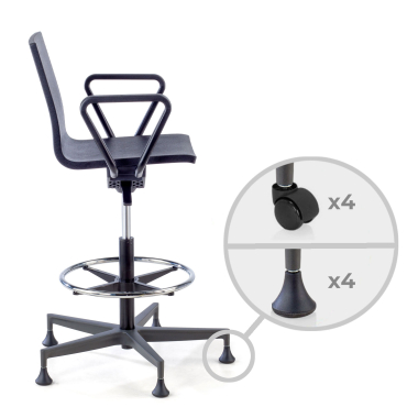 taburete de trabajo y laboratorio negro con brazos plastico brazos moviles 4