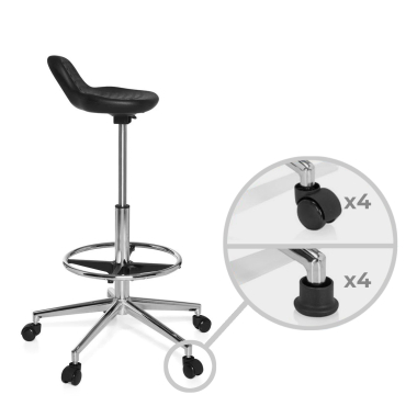 taburete de trabajo y laboratorio negro maxwork 41 plastico sin brazos 4