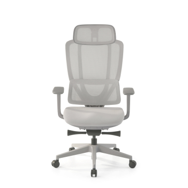 silla ergonomica blanco gris aeroflow estructura blanca malla brazos regulables 3d doble soporte lumbar reposacabezas 3