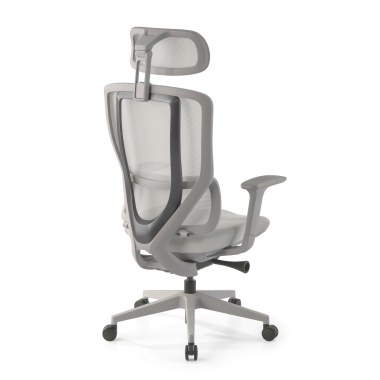 silla ergonomica blanco gris aeroflow estructura blanca malla brazos regulables 3d doble soporte lumbar reposacabezas 9