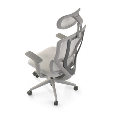 silla ergonomica blanco gris aeroflow estructura blanca malla brazos regulables 3d doble soporte lumbar reposacabezas 10
