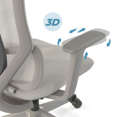 silla ergonomica blanco gris aeroflow estructura blanca malla brazos regulables 3d doble soporte lumbar reposacabezas 5