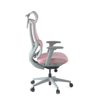 silla ergonomica blanco rosa aeroflow estructura blanca malla brazos regulables 3d doble soporte lumbar reposacabezas 9