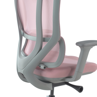 silla ergonomica blanco rosa aeroflow estructura blanca malla brazos regulables 3d doble soporte lumbar reposacabezas 4