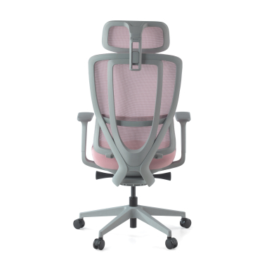silla ergonomica blanco rosa aeroflow estructura blanca malla brazos regulables 3d doble soporte lumbar reposacabezas 8