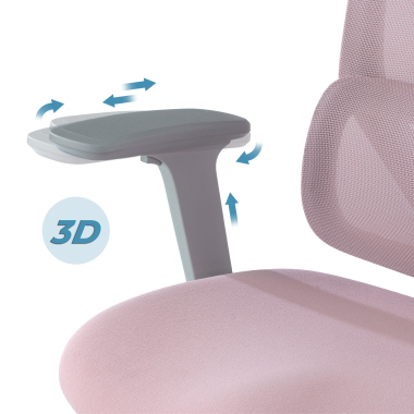 silla ergonomica blanco rosa aeroflow estructura blanca malla brazos regulables 3d doble soporte lumbar reposacabezas 7