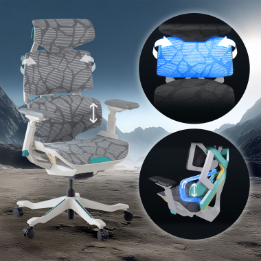 silla gaming blanco verde dragonlord malla brazos regulables 6d soporte lumbar reposacabezas 7