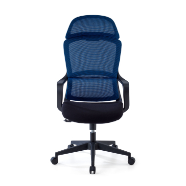 silla de oficina azul nebula malla brazos fijos soporte lumbar reposacabezas 3