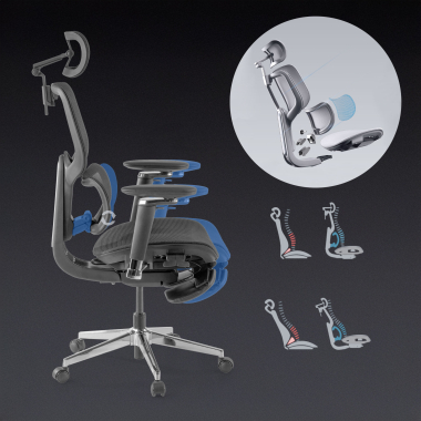 silla ergonomica negro erghos x2 malla brazos regulables 5d doble soporte lumbar reposacabezas reposapies extensible 3