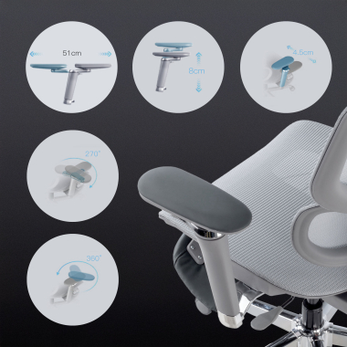 silla ergonomica gris erghos x2 malla brazos regulables 5d doble soporte lumbar reposacabezas reposapies extensible 4