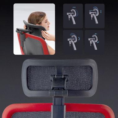 silla ergonomica rojo erghos x2 malla brazos regulables 5d doble soporte lumbar reposacabezas reposapies extensible 5