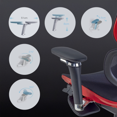 silla ergonomica rojo erghos x2 malla brazos regulables 5d doble soporte lumbar reposacabezas reposapies extensible 4