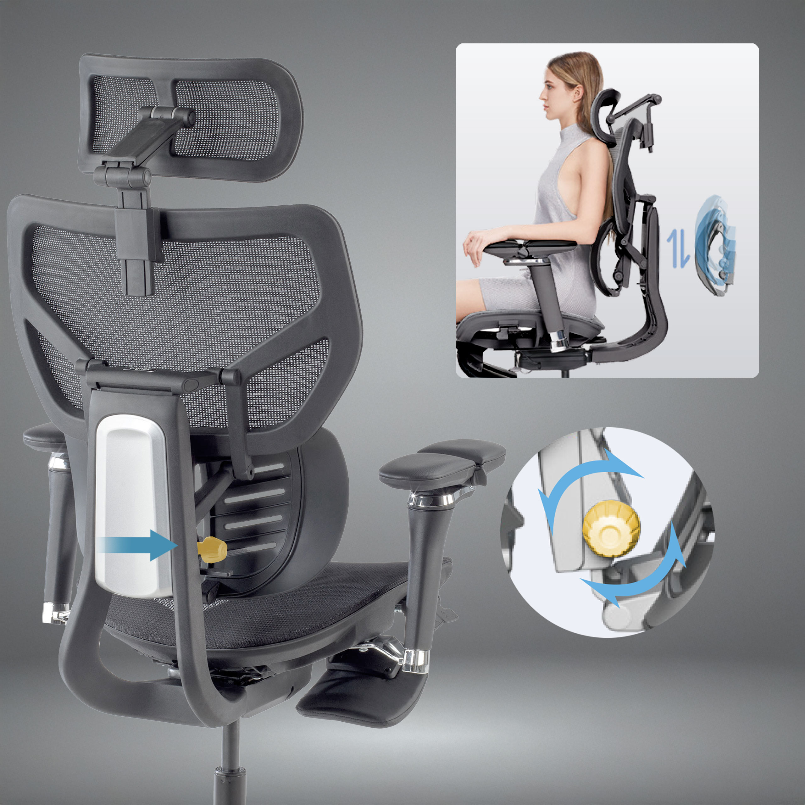 Cadeira ergonômica Erghos X3, ortopédica, suporte persona...