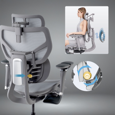 silla ergonomica gris erghos x3 malla brazos regulables 5d doble soporte lumbar reposacabezas 4