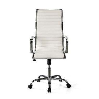 silla de oficina blanco respaldo alto piel sintetica brazos fijos 3