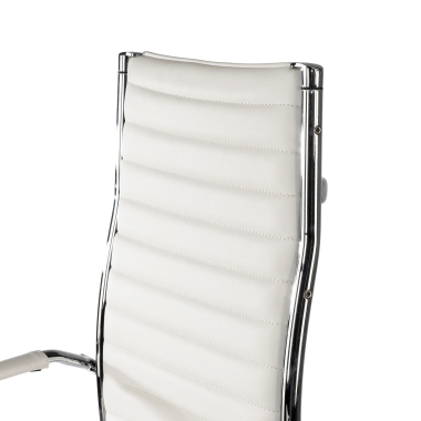 silla de oficina blanco respaldo alto piel sintetica brazos fijos 8