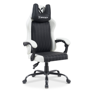silla gaming blanco negro titan piel sintetica brazos abatibles cojin reposacabezas reposacabezas 1