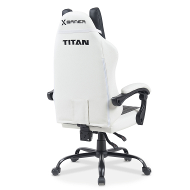 silla gaming blanco negro titan piel sintetica brazos abatibles cojin reposacabezas reposacabezas 11